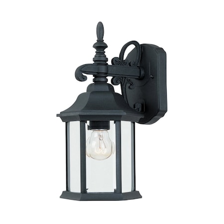 Designers Fountain Devonshire 1425 in 1Light Black Outdoor Wall Lantern with Clear Glass Shade 2961-BK